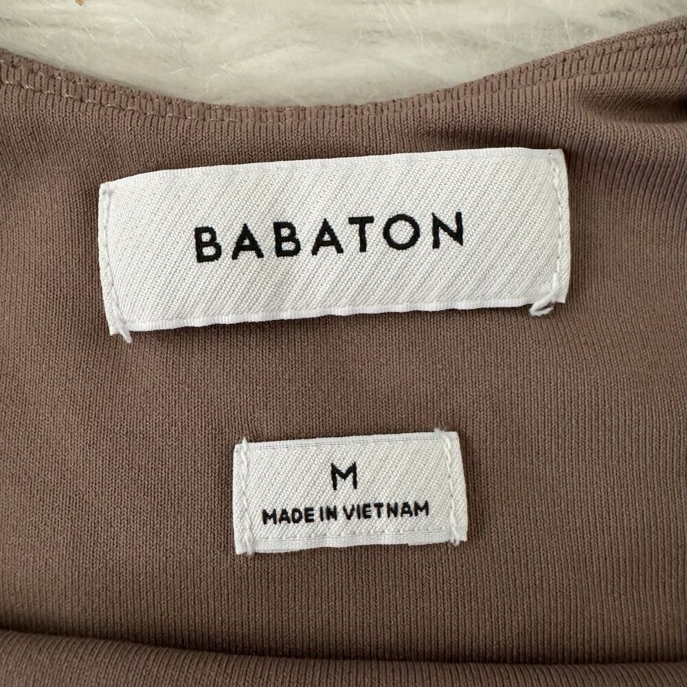 Aritzia Babaton Women's Medium Taupe V-Neck Contour Bodysuit Tank Lined Stretch - Picture 5 of 10